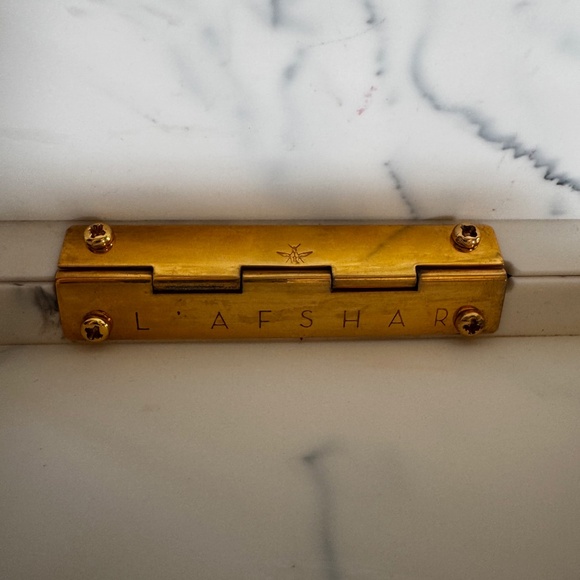 L'Afshar Marbe White Medium Clutch Bag - Picture 10 of 11